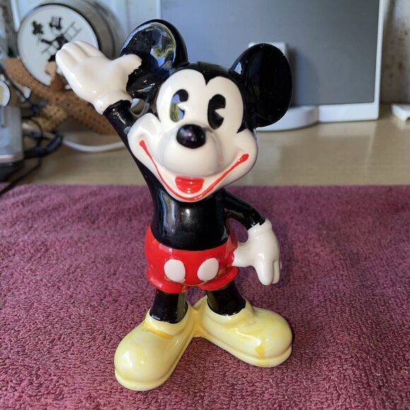 1985 Disney Mickey Mouse Hi Pie-Eye Ceramic Figurine Made in Japan 5” Tall - Picture 1 of 5